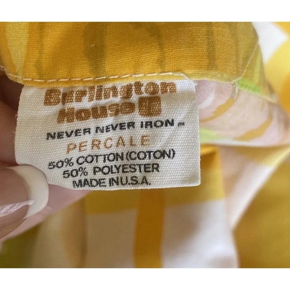 Vintage Plaid 1 King Pillowcase Yellow Green Pink‎ Percale Burlington House USA